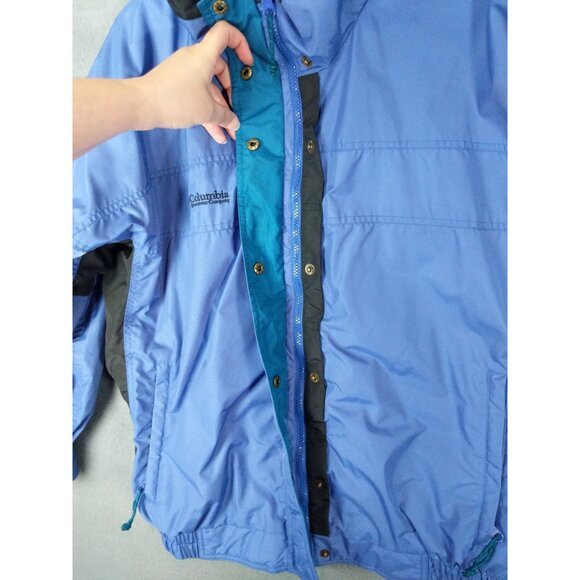 VNTG COLUMBIA Womens Bugaboo Jacket SZ L Zip Snap Button Windbreaker Collar Blue - Picture 7 of 13